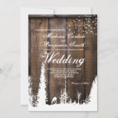 Rustic Wood Deer Pine Tree Wedding Invitations Kaart (Voorkant)