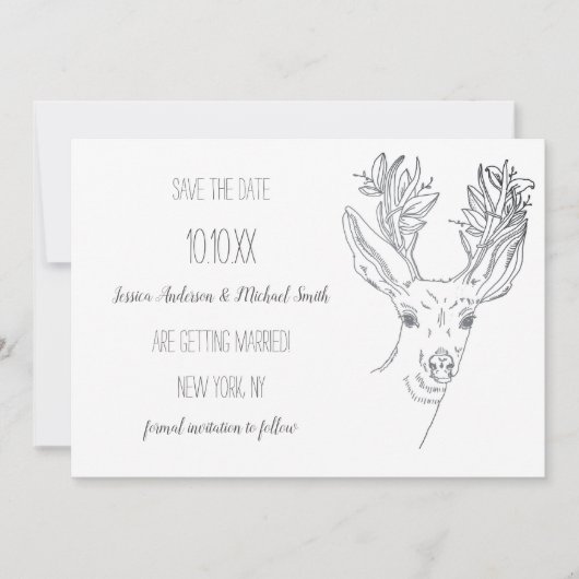 Rustic Wood Deer slaat de datum op Save The Date (Voorkant)