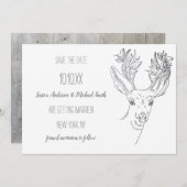 Rustic Wood Deer slaat de datum op Save The Date (Voorkant / Achterkant)