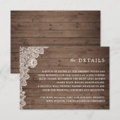 Rustic Wood dentelle Détails Mariage Carte de boît (Devant / Derrière)