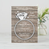 Rustic Wood Diamond Ring Vrijgezellenfeest Kaart (Staand voorkant)