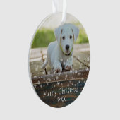 Rustic Wood Dog Pet Foto Snowflake Kerstmis Ornament (voorkant)