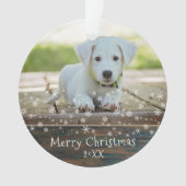Rustic Wood Dog Pet Foto Snowflake Kerstmis Ornament (voorkant)