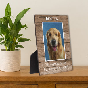 Rustic Wood Dog Pet Memorial Photo Keepslag Fotoplaat