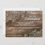 Rustic Wood Eerste communiqué Foto Uitnodiging (Achterkant)