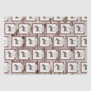 Rustic Wood Elk/rendierfamilie Monogram tan grijs Tissuepapier