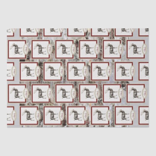 Rustic Wood Elk/rendierfamilie Monogram tan grijs Tissuepapier (Voorkant)