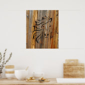 Rustic Wood en de wilde paarden Poster (Keuken)