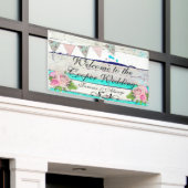 Rustic Wood en Floral Wedding Banner (Buitenkant Gebouw)