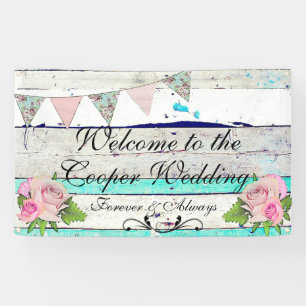 Rustic Wood en Floral Wedding Banner