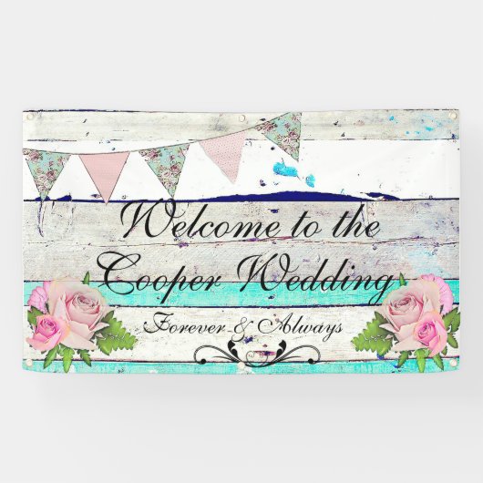 Rustic Wood en Floral Wedding Banner (Horizontaal)