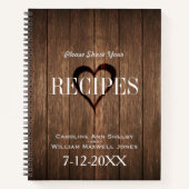 Rustic Wood en gegraveerde hartrecepten Notitieboek (Voorkant)