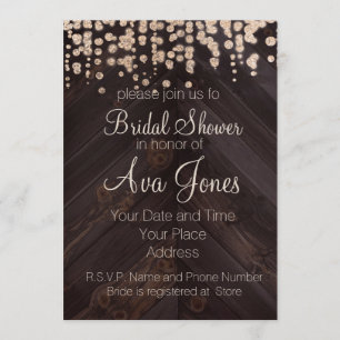 Rustic Wood en Golden Glitte Vrijgezellenfeest Inv Kaart