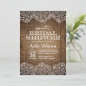 Rustic Wood en Lace Bridal Shower Kaart (Staand voorkant)