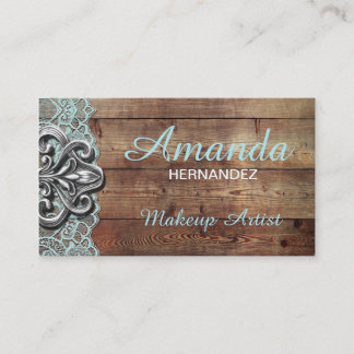 Rustic Wood en Lace Makeup Artist Visitekaartje