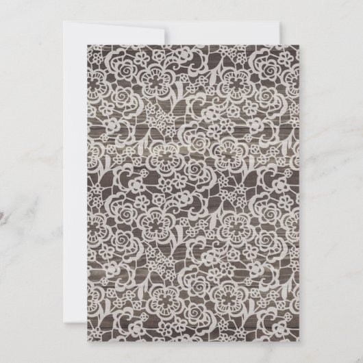 Rustic Wood en Lace Wedding Invitations, Land Kaart (Achterkant)