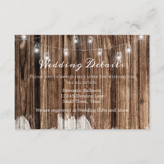 Rustic Wood en Lantern Informatiekaartje (Voorkant)