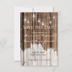 Rustic Wood en Lantern Save The Date