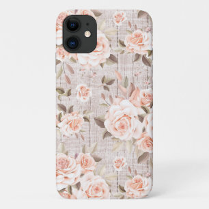 Rustic Wood en  Rozen Romantic Shabby Chic iPhone 11 Hoesje