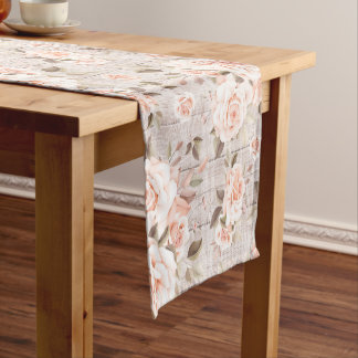 Rustic Wood en Rozen Romantic Shabby Chic Korte Tafelloper