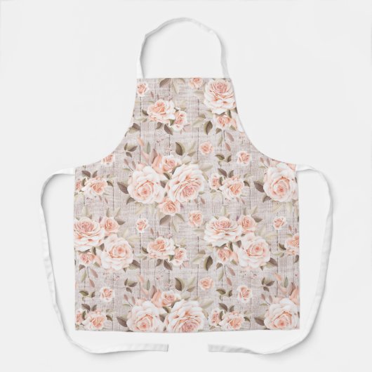 Rustic Wood en  Rozen Romantic Shabby Chic Schort (Voorkant)