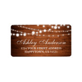 Rustic Wood en String Lights Etiket (Voorkant)