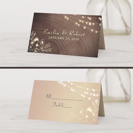 Rustic Wood en String Lights Wedding