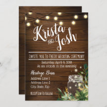 Rustic Wood en Succulent Wedding Invitation