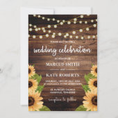 Rustic Wood en Sunflower Wedding Kaart (Voorkant)