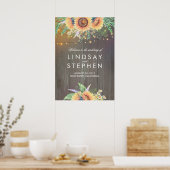 Rustic Wood en Sunflower Wedding Welcome Sign Poster (Keuken)
