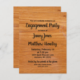 Rustic Wood Engagement Party Invitation personnali