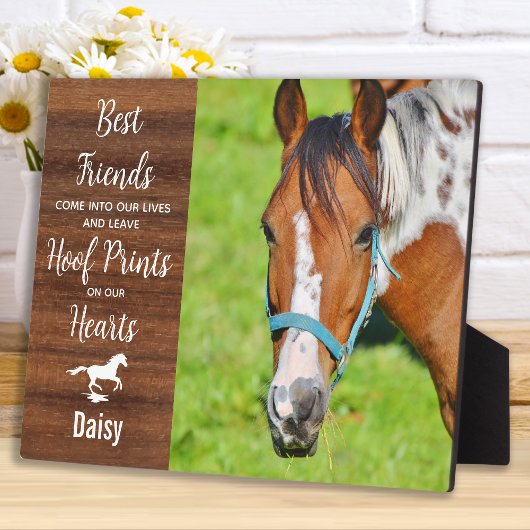 Rustic Wood Equestrian Keepomwille Horse Memorial Fotoplaat