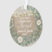 Rustic Wood & Eucalyptus First Christmas Married (devant)