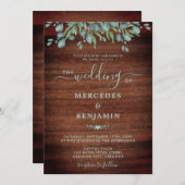 Rustic Wood Eucalyptus Greenery Foliage Wedding Kaart (Voorkant / Achterkant)