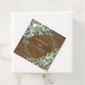 Rustic Wood Eucalyptus Greenery Geometric Wedding Bedankjes Labels (In situ)