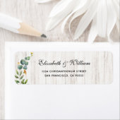Rustic Wood & Eucalyptus Greenery Return Address Etiket (Insitu)
