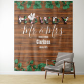 Rustic Wood Eucalyptus Howdy de heer Mrs Wall Back Wandkleed (In situ)