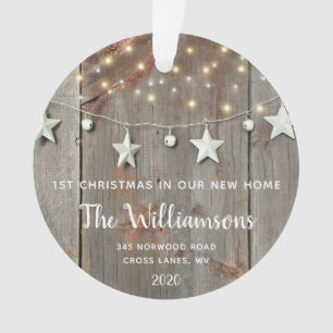 RUSTIC WOOD FAIRLY LIGHTS TIN GARLAND HOUSEWARMING ORNAMENT