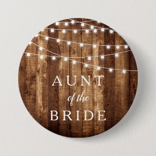 Rustic Wood & Fairy Lights Tunt van de Bride Gift Ronde Button 7,6 Cm