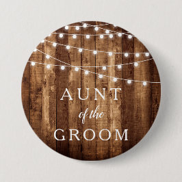 Rustic Wood & Fairy Lights Tunt van de Groom Gift Ronde Button 7,6 Cm