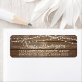 Rustic Wood Fairy String Lights Elegant Script Etiket (Insitu)