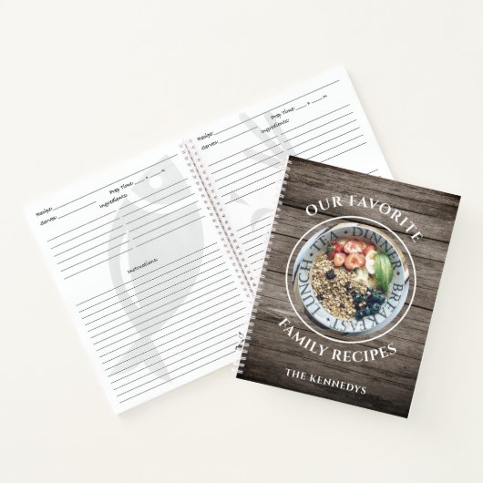 Rustic Wood Familie Favoriete Recipes Cookbook Notitieboek (Binnen)