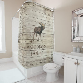 Rustic Wood Familienaam Shower Curtain Douchegordijn