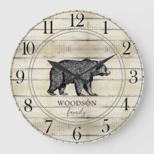 Rustic Wood Familienaam Walting Beer Grote klok