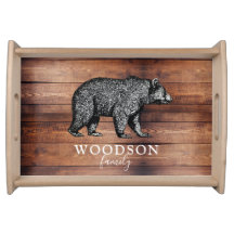 Rustic Wood Family Name Waling Beer Serving Tray