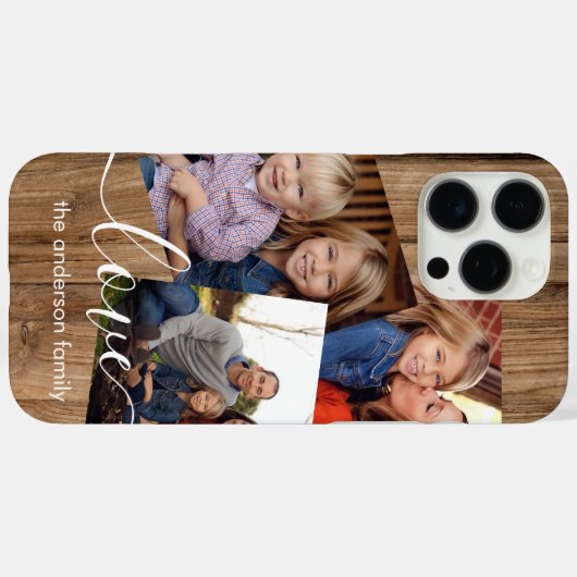 Rustic Wood Family Photo Collage Case-Mate iPhone Case (Achterkant (horizontaal))