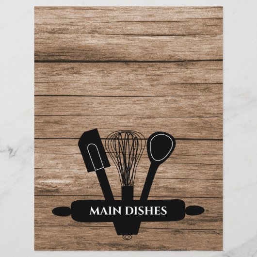 Rustic Wood Family Recipe Cookbook Divider (Voorkant)