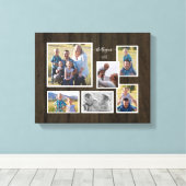 Rustic Wood Farmhouse Family Photo Collage Script Canvas Afdruk (Insitu (Houten vloer))