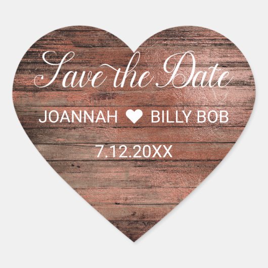 Rustic Wood Farmhouse Save the Date Monogram Hart Sticker (Voorkant)