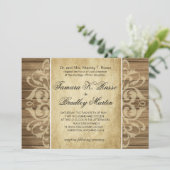 Rustic Wood Filigree Wedding | bruin Kaart (Staand voorkant)